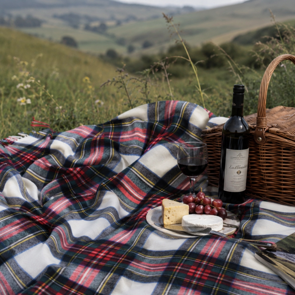 Bronte by Moon pledd Stewart tartan multi