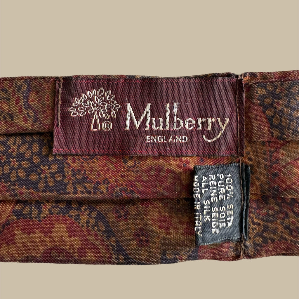 Vintage Mulberry England – Paisleymønstret Cravat i 100 % Silke