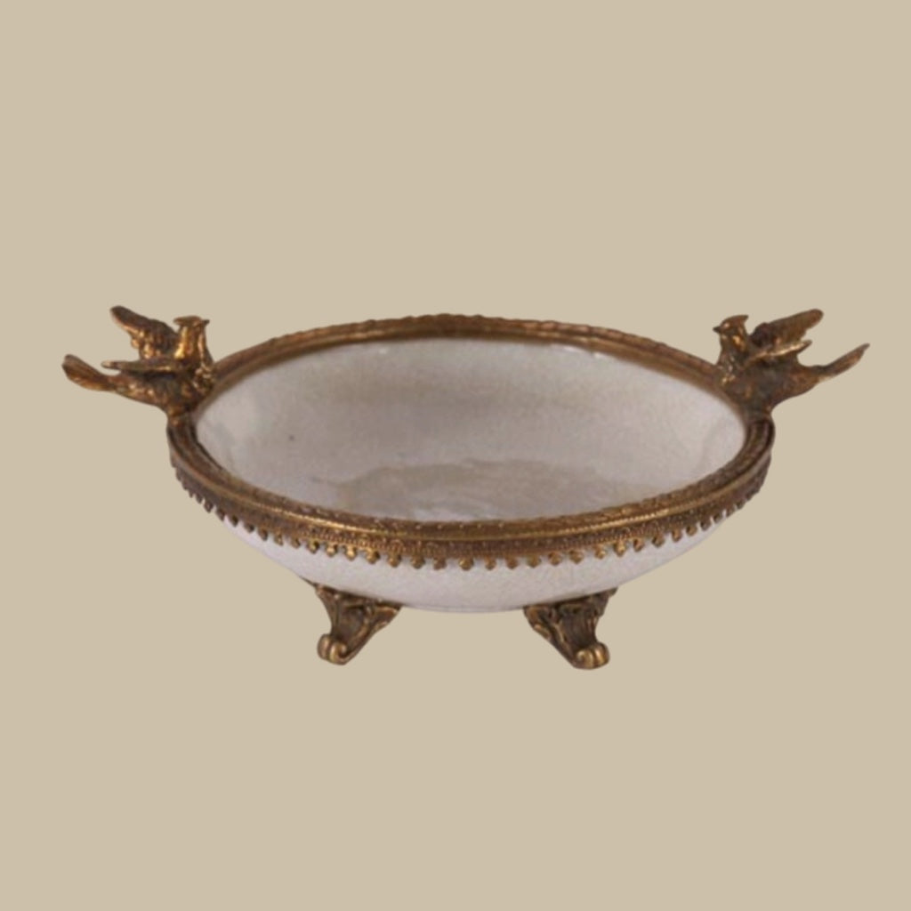 G&C plate round, 2 brass birds