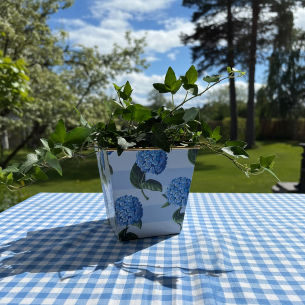 Blomsterpotte blå stor hortensia