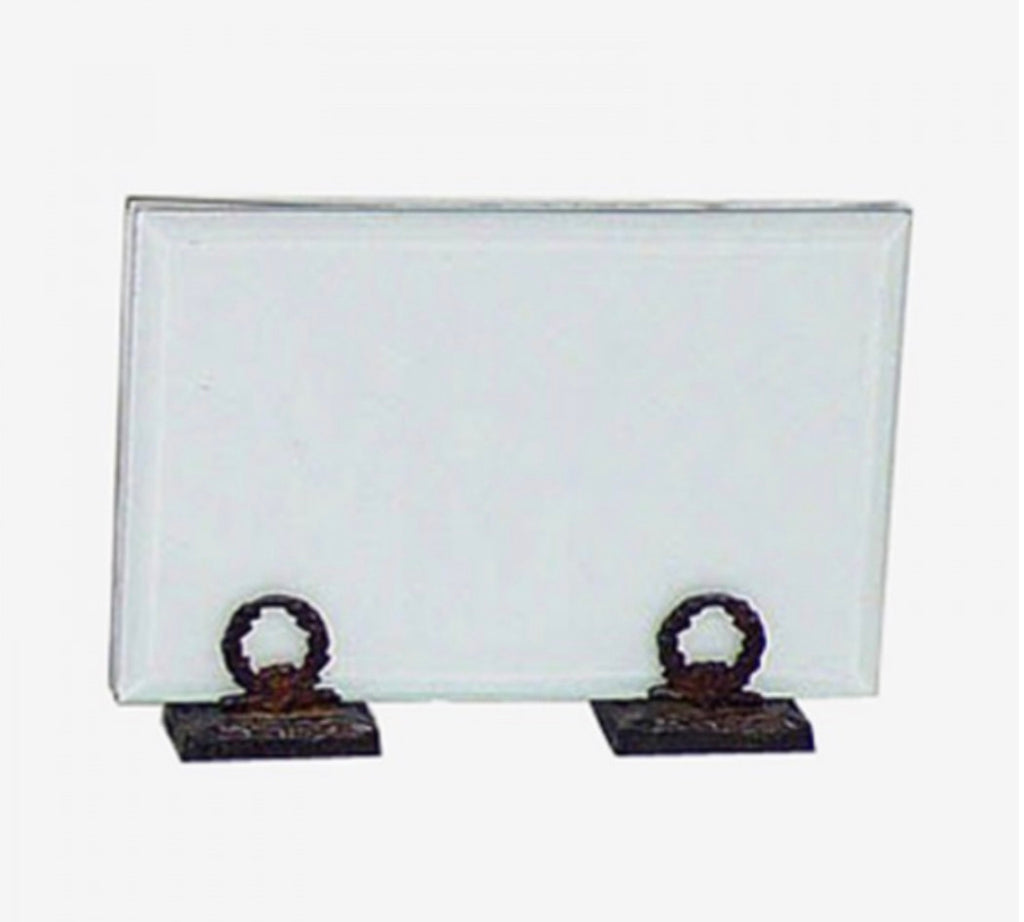 Vintage glassramme med dekorative metallføtter 13x18 cm