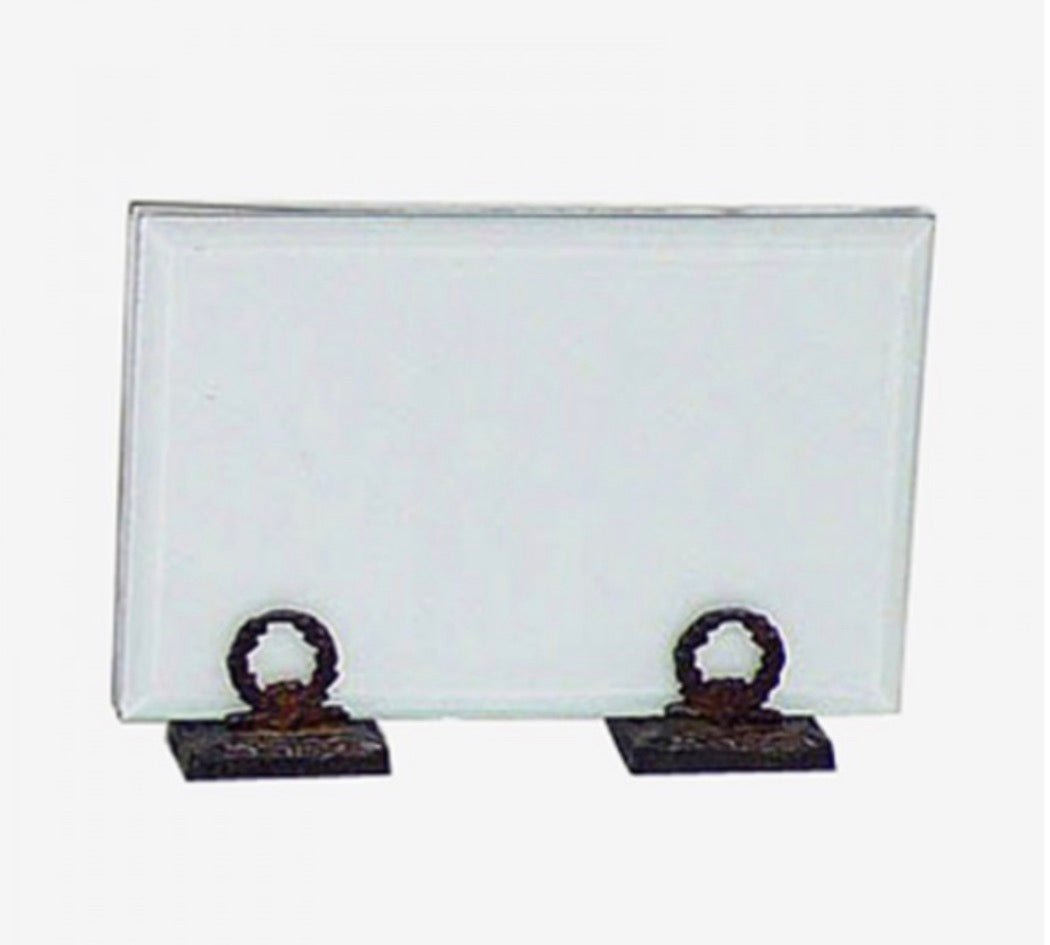 Vintage glassramme med dekorative metallføtter 13x18 cm