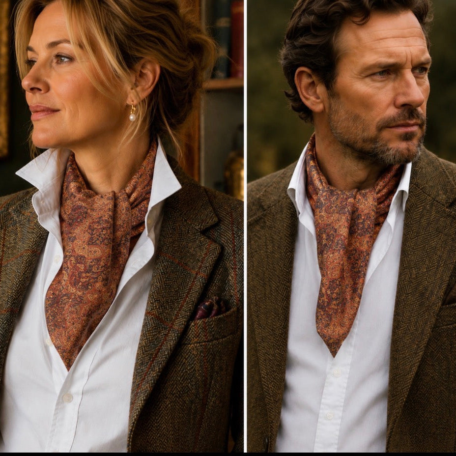 Vintage Mulberry England – Paisleymønstret Cravat i 100 % Silke