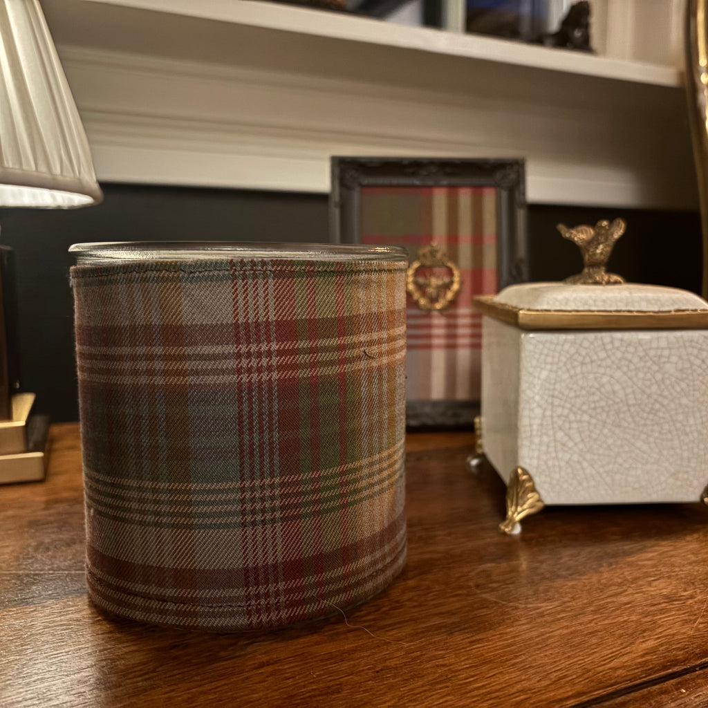 Potter og lykter i Mulberry tartan 11,5x11,5 cm